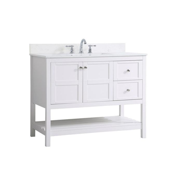 42 Inch Single Bathroom Vanity In White - View 3 - Joshua Marshal