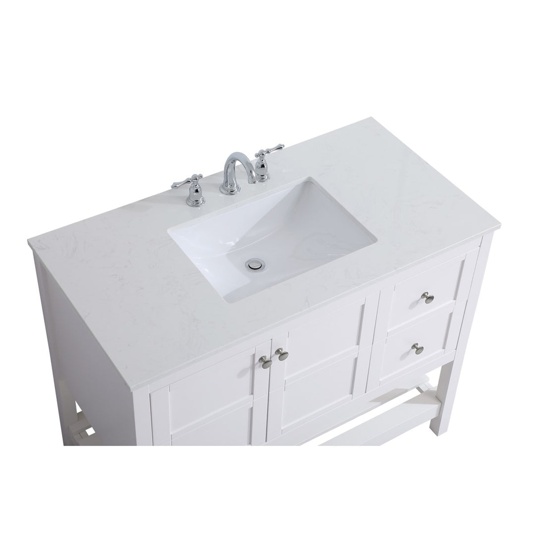 42 Inch Single Bathroom Vanity In White - View 4 - Joshua Marshal