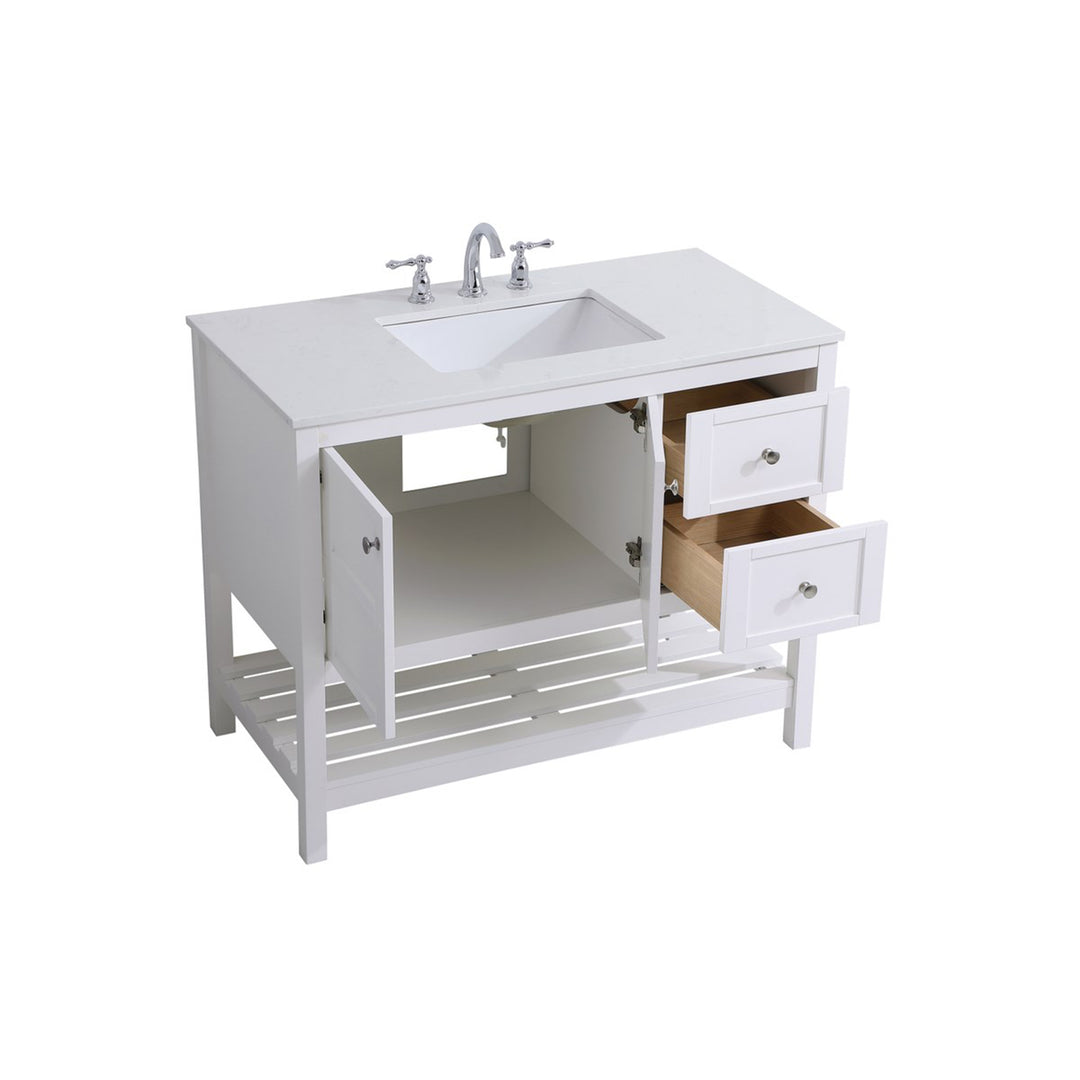 42 Inch Single Bathroom Vanity In White - View 5 - Joshua Marshal