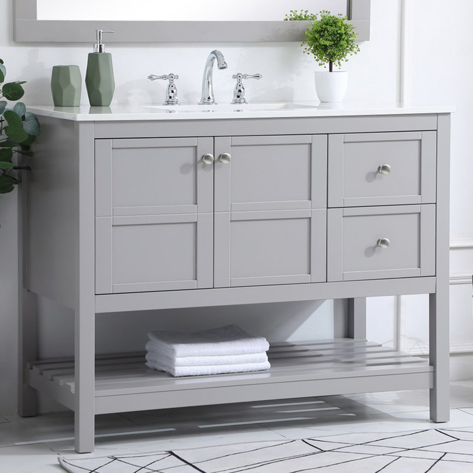 42 Inch Single Bathroom Vanity In Gray Gray Finish - KITCHEN & BATH by Joshua Marshal