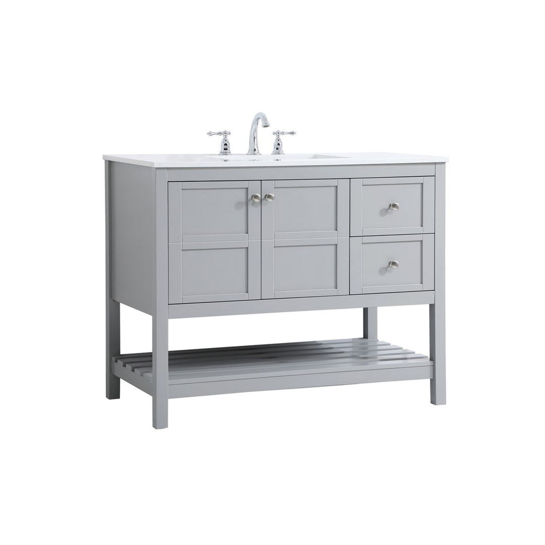 42 Inch Single Bathroom Vanity In Gray - View 3 - Joshua Marshal