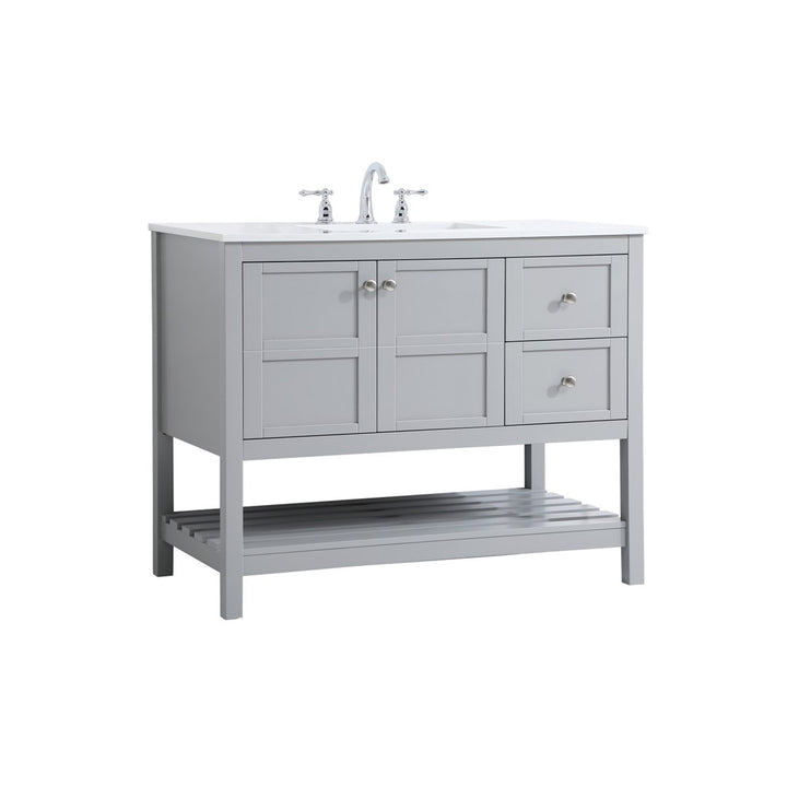 42 Inch Single Bathroom Vanity In Gray - View 3 - Joshua Marshal