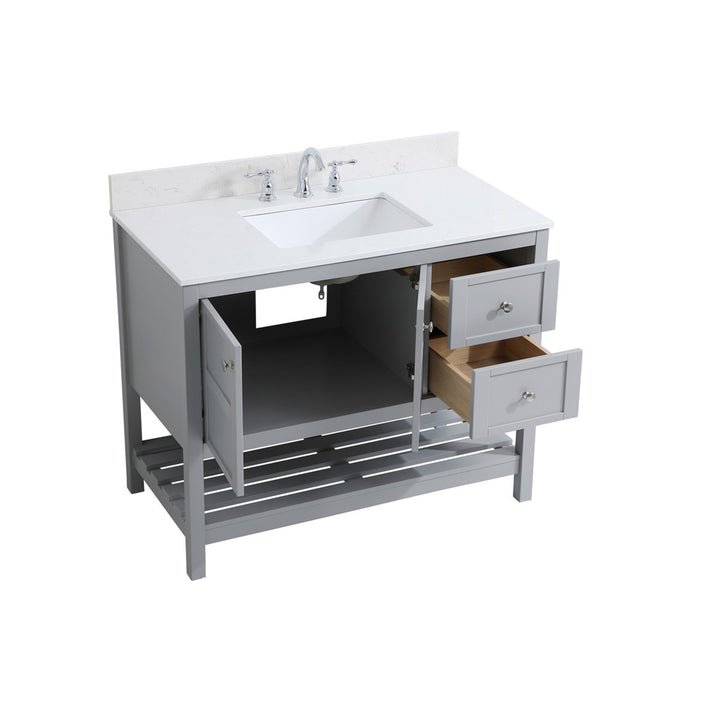 42 Inch Single Bathroom Vanity In Gray - View 5 - Joshua Marshal