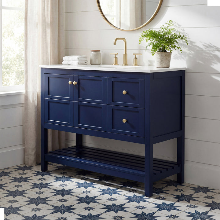 42 Inch Single Bathroom Vanity In Blue Blue Finish - KITCHEN & BATH by Joshua Marshal