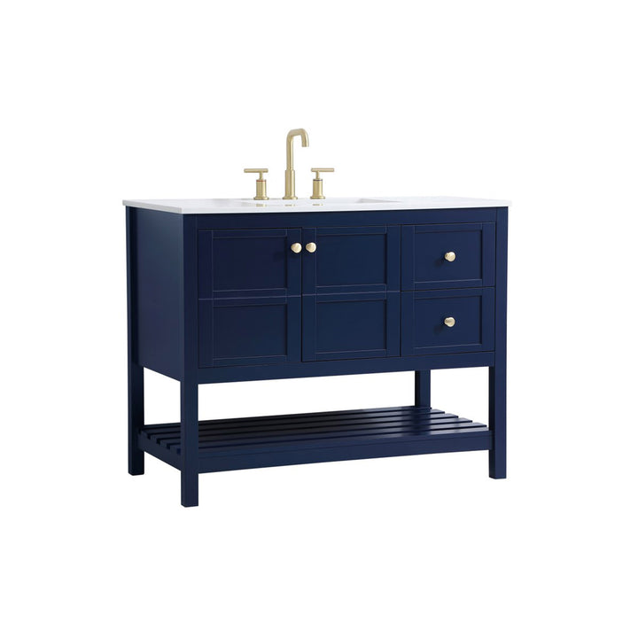 42 Inch Single Bathroom Vanity In Blue - View 4 - Joshua Marshal