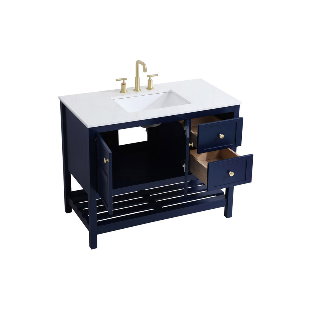 42 Inch Single Bathroom Vanity In Blue - View 5 - Joshua Marshal