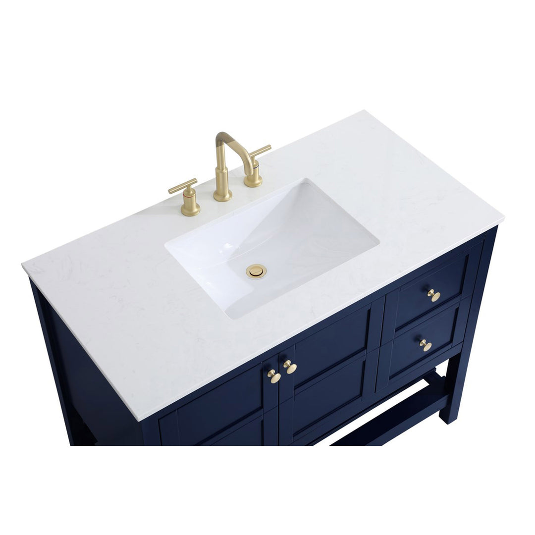 42 Inch Single Bathroom Vanity In Blue - View 6 - Joshua Marshal