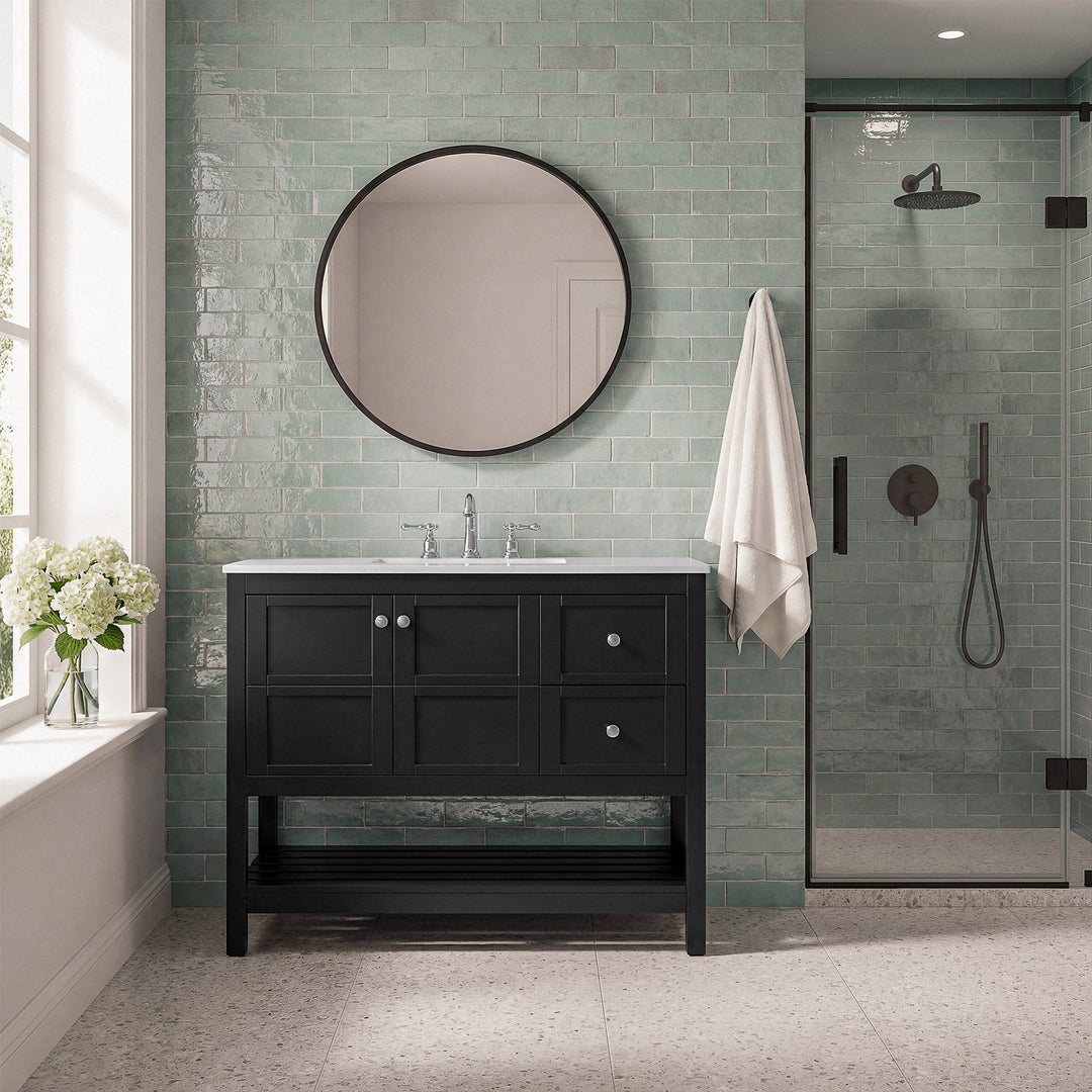 42 Inch Single Bathroom Vanity In Black - View 2 - Joshua Marshal