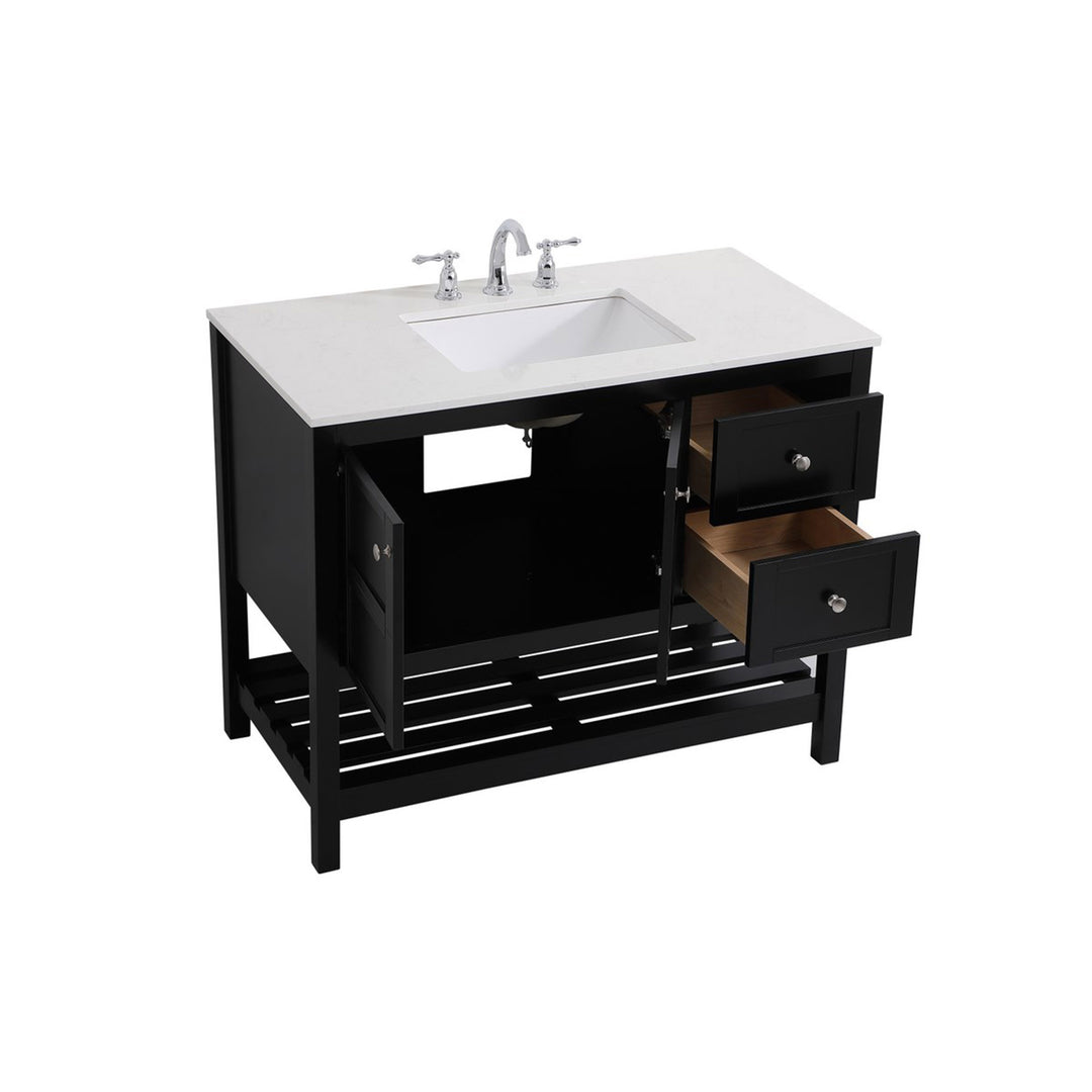 42 Inch Single Bathroom Vanity In Black - View 5 - Joshua Marshal