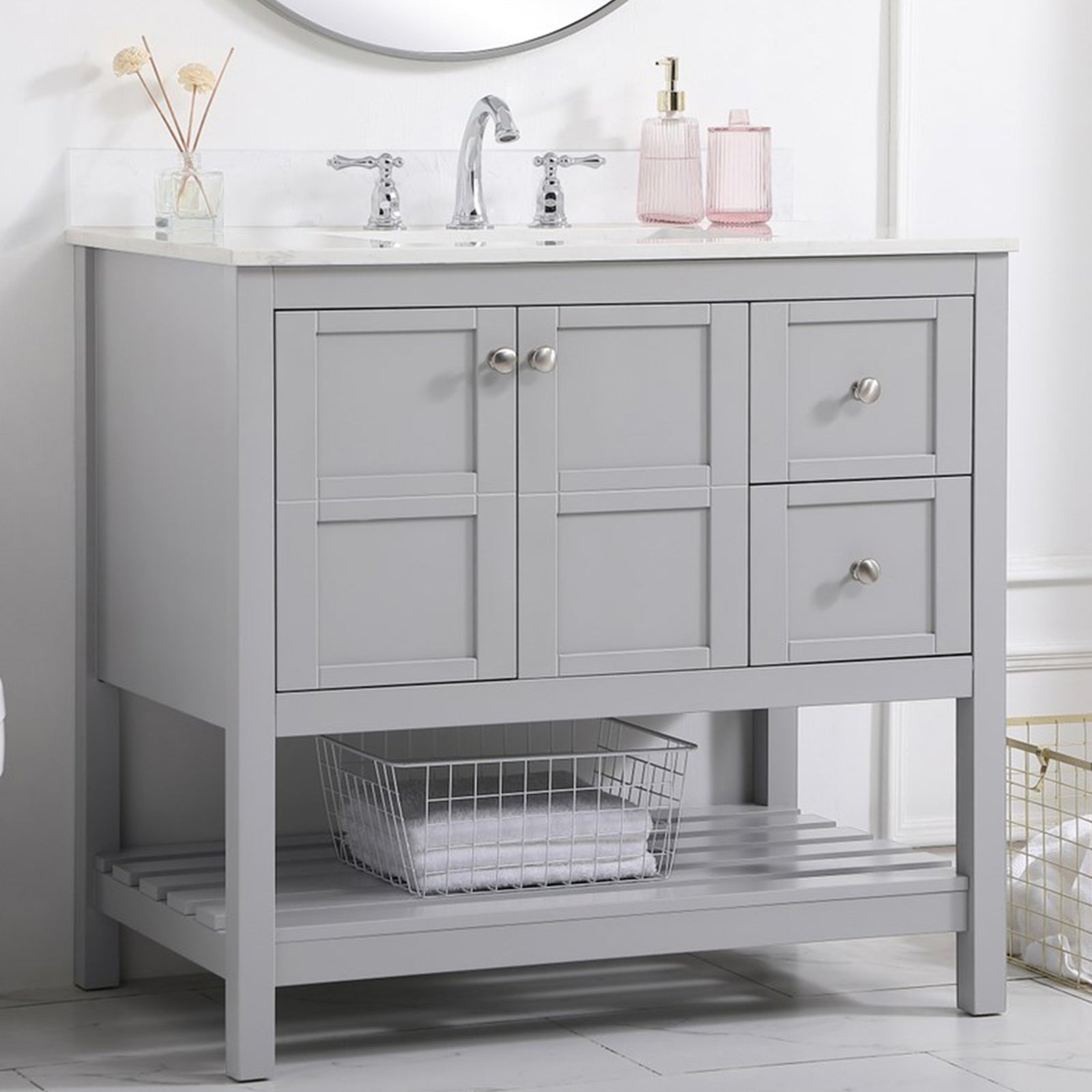 36 Inch Single Bathroom Vanity In Gray Gray Finish - KITCHEN & BATH by Joshua Marshal