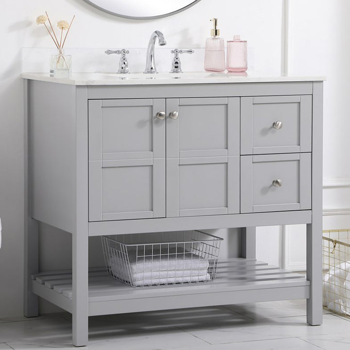 36 Inch Single Bathroom Vanity In Gray Gray Finish - KITCHEN & BATH by Joshua Marshal