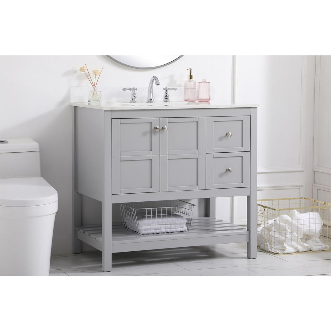 36 Inch Single Bathroom Vanity In Gray - View 2 - Joshua Marshal
