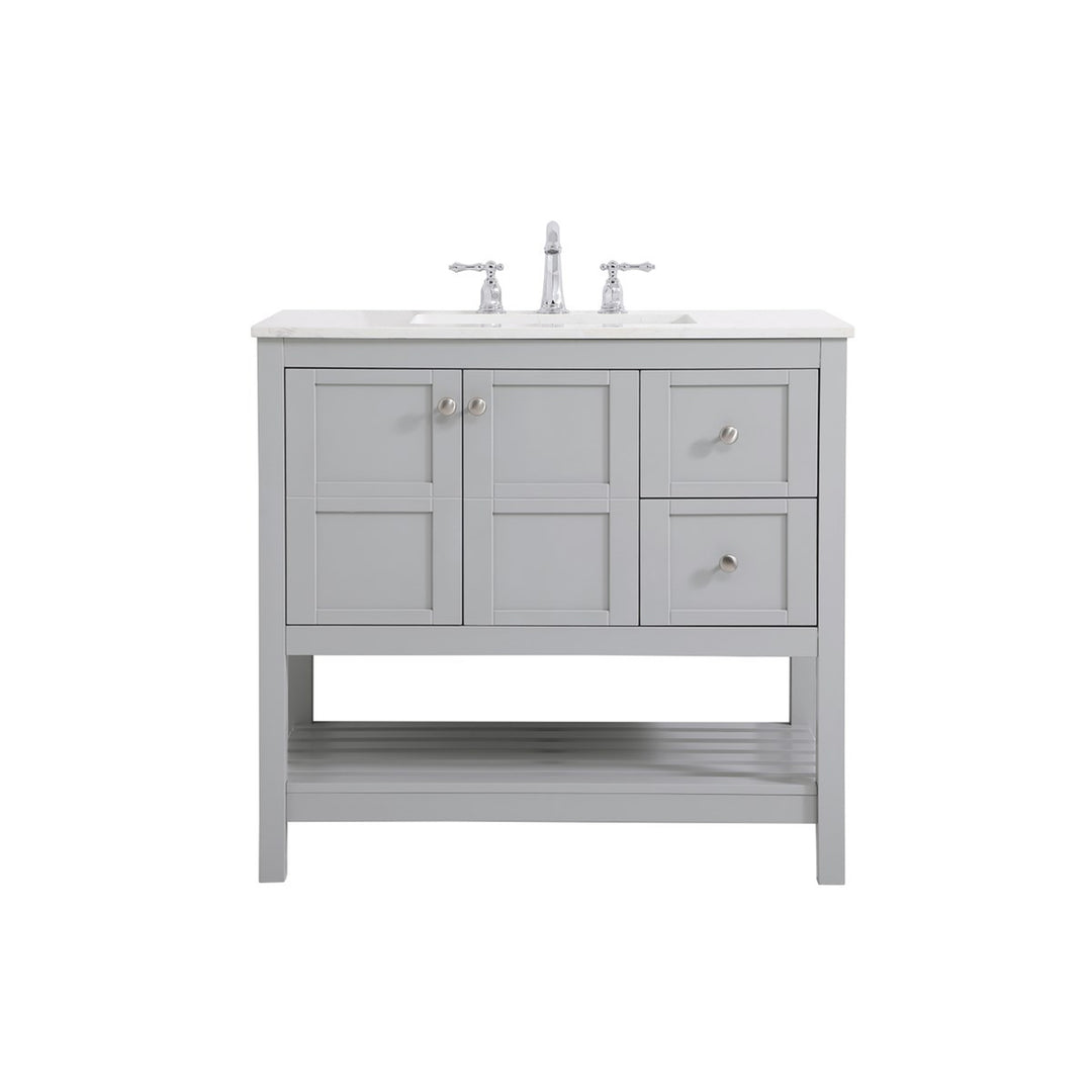 36 Inch Single Bathroom Vanity In Gray - View 3 - Joshua Marshal