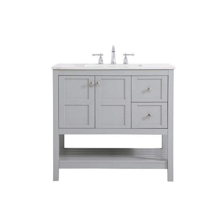 36 Inch Single Bathroom Vanity In Gray - View 3 - Joshua Marshal
