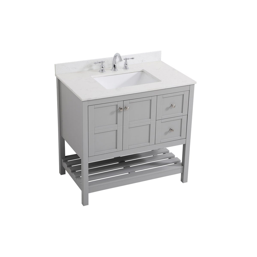 36 Inch Single Bathroom Vanity In Gray - View 4 - Joshua Marshal