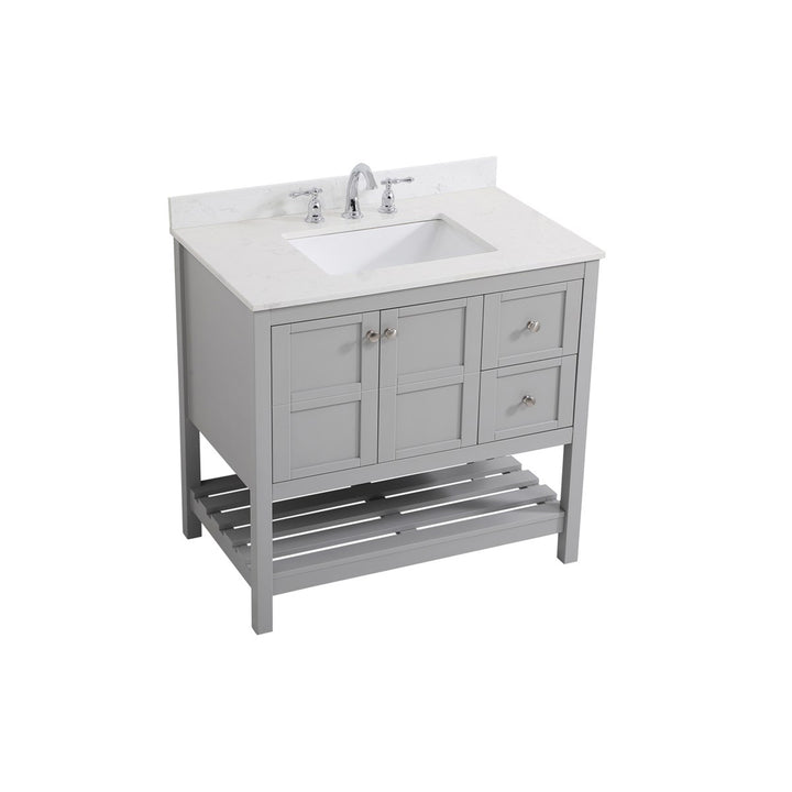 36 Inch Single Bathroom Vanity In Gray - View 4 - Joshua Marshal