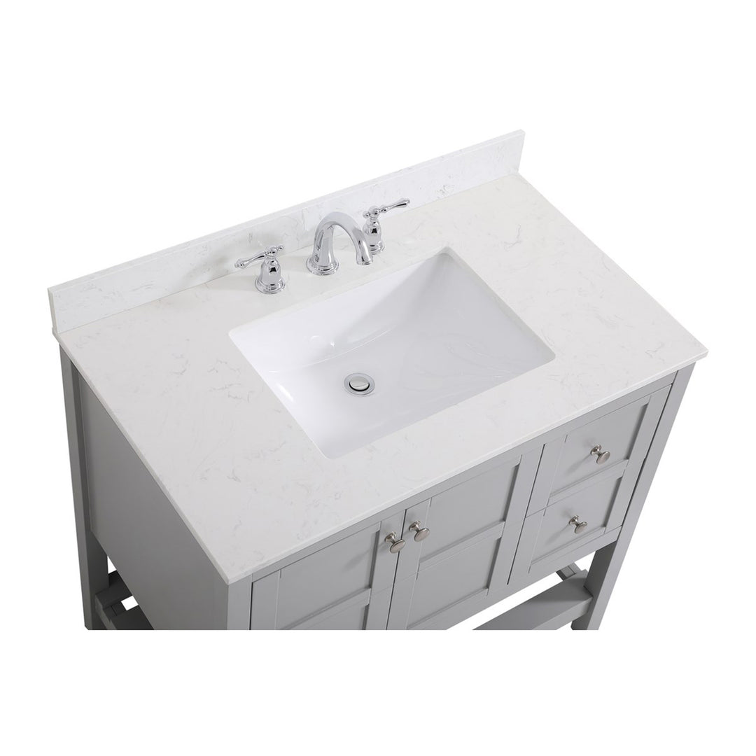 36 Inch Single Bathroom Vanity In Gray - View 5 - Joshua Marshal