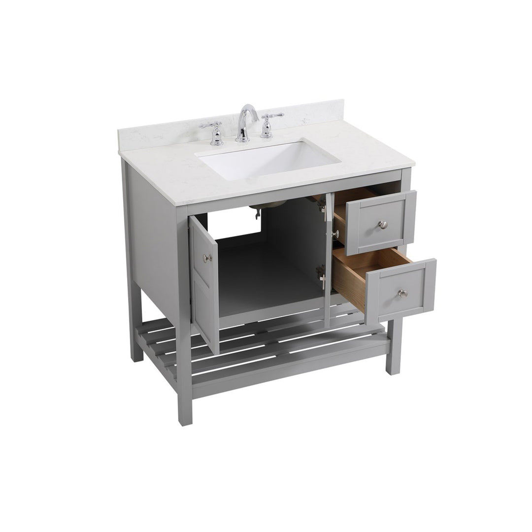 36 Inch Single Bathroom Vanity In Gray - View 6 - Joshua Marshal