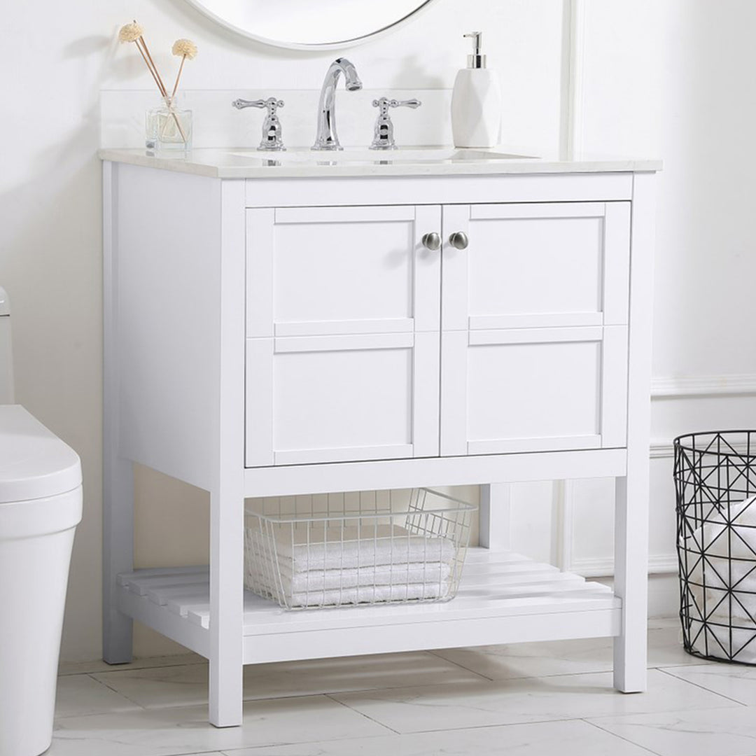 30 Inch Single Bathroom Vanity In White White Finish - KITCHEN & BATH by Joshua Marshal