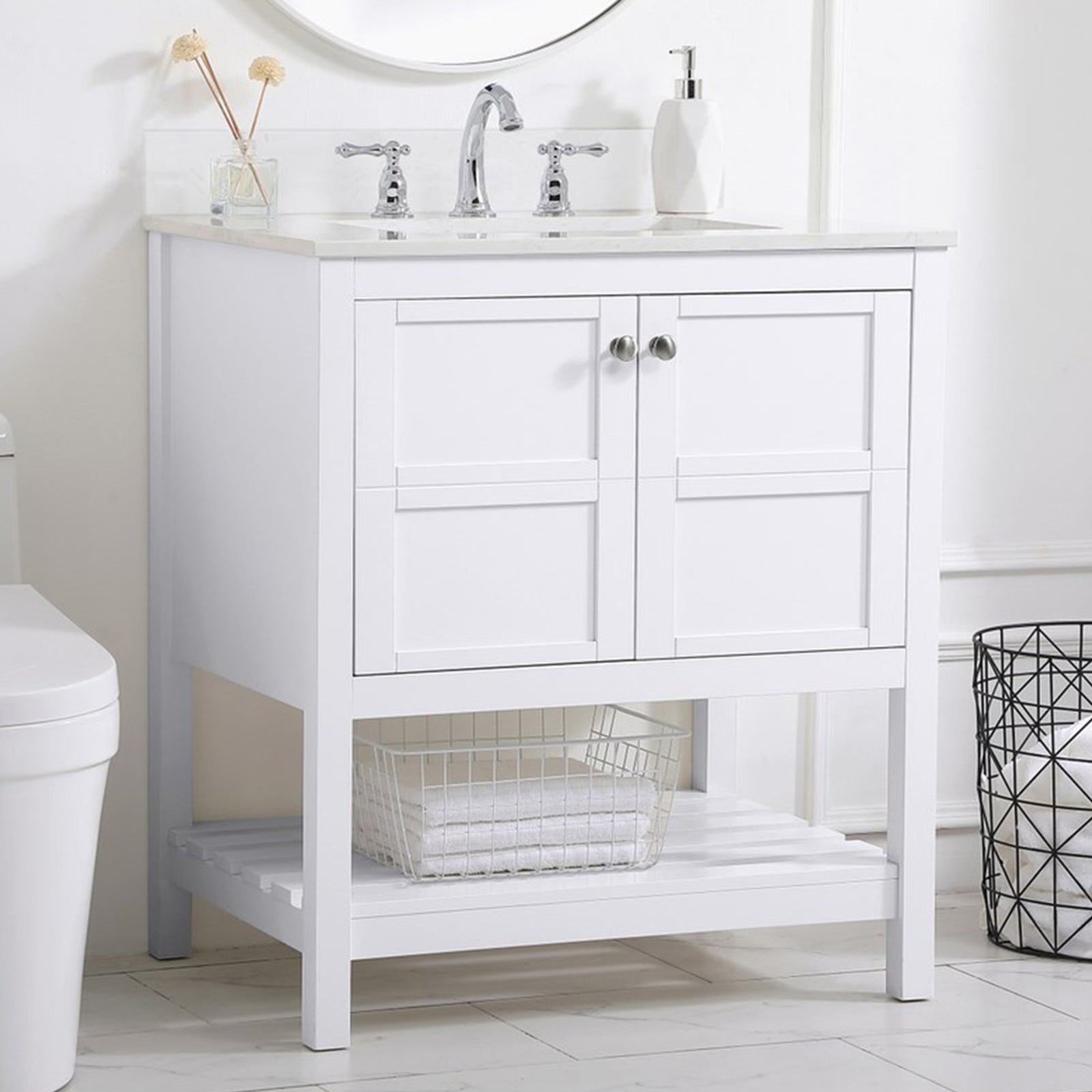 30 Inch Single Bathroom Vanity In White White Finish - KITCHEN & BATH by Joshua Marshal