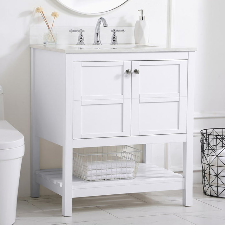 30 Inch Single Bathroom Vanity In White White Finish - KITCHEN & BATH by Joshua Marshal