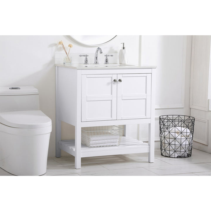 30 Inch Single Bathroom Vanity In White - View 2 - Joshua Marshal