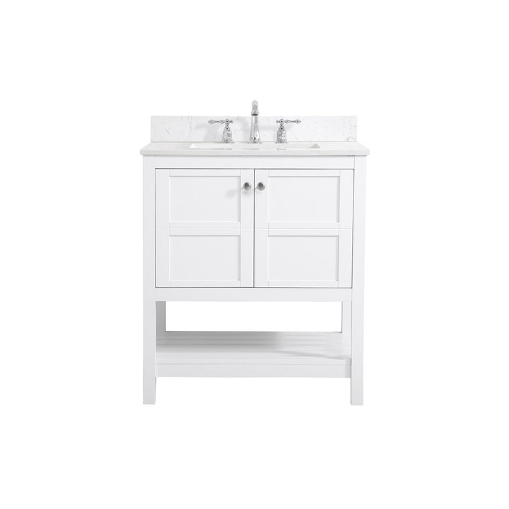 30 Inch Single Bathroom Vanity In White - View 3 - Joshua Marshal
