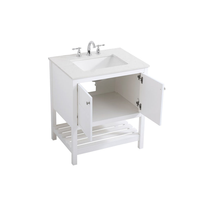 30 Inch Single Bathroom Vanity In White - View 5 - Joshua Marshal