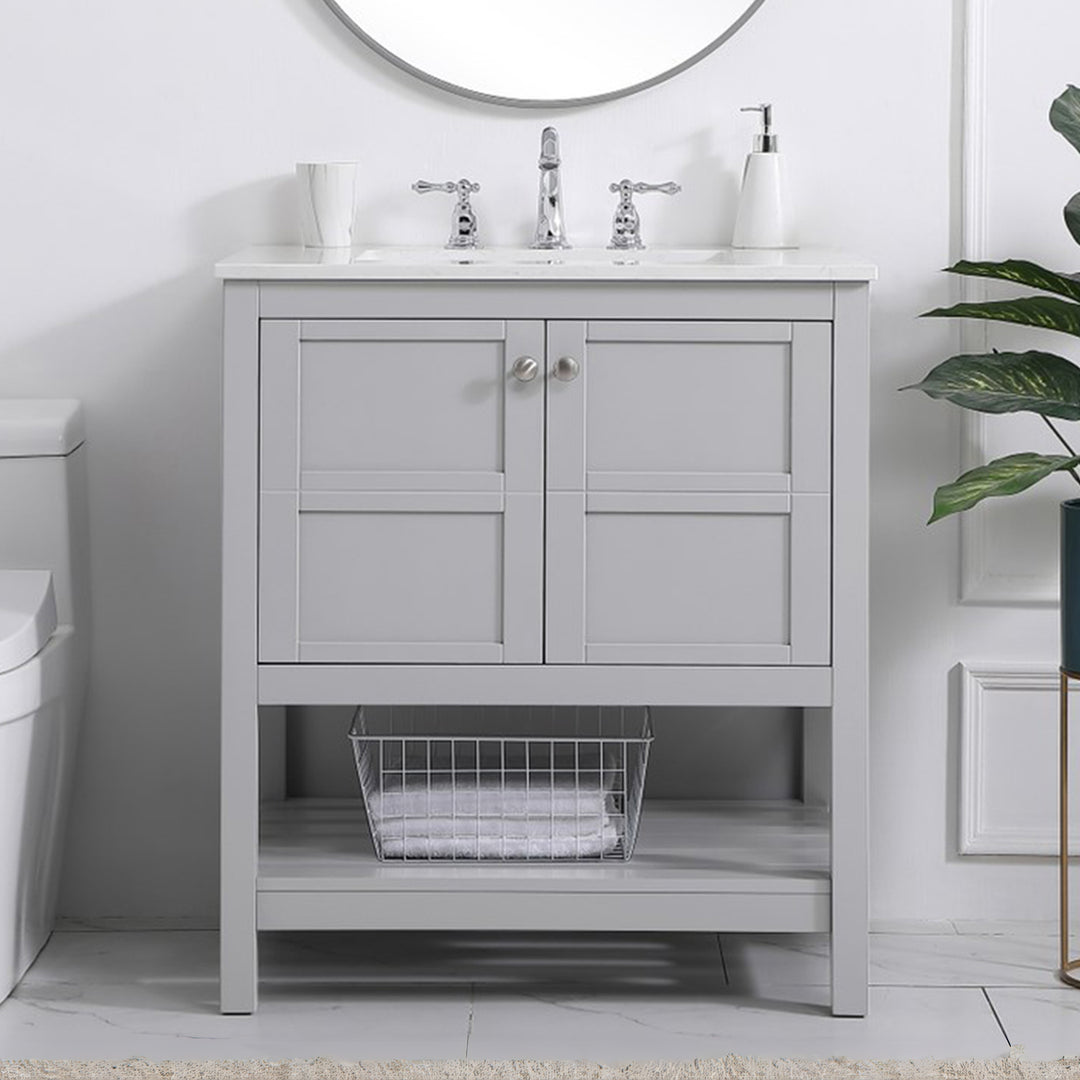 30 Inch Single Bathroom Vanity In Gray Gray Finish - KITCHEN & BATH by Joshua Marshal