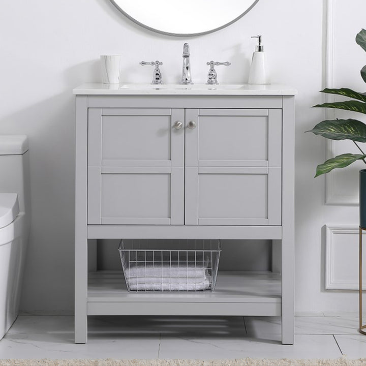 30 Inch Single Bathroom Vanity In Gray Gray Finish - KITCHEN & BATH by Joshua Marshal