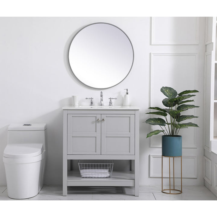 30 Inch Single Bathroom Vanity In Gray - View 2 - Joshua Marshal