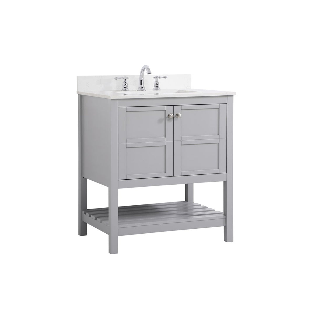 30 Inch Single Bathroom Vanity In Gray - View 3 - Joshua Marshal