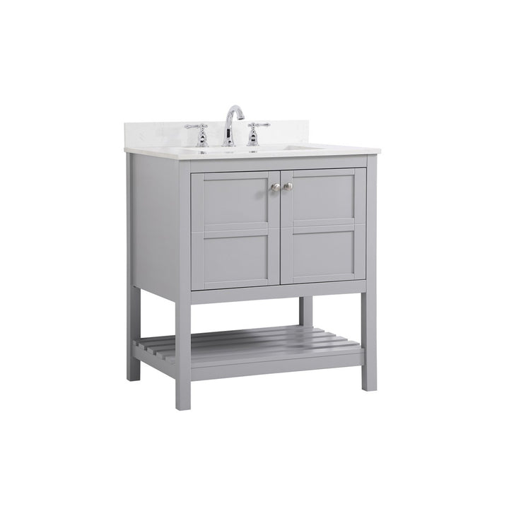 30 Inch Single Bathroom Vanity In Gray - View 3 - Joshua Marshal