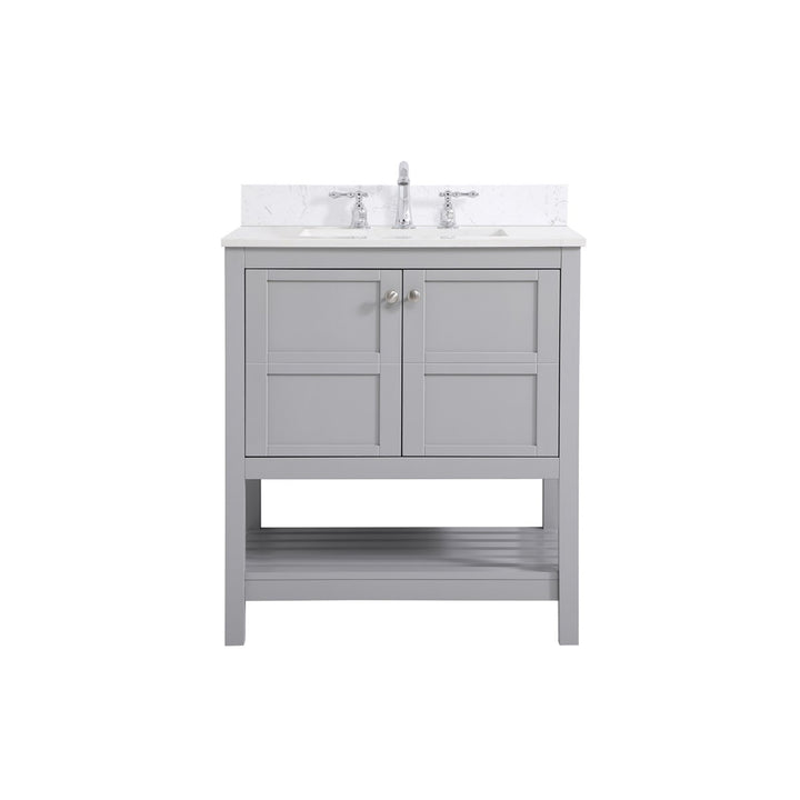 30 Inch Single Bathroom Vanity In Gray - View 4 - Joshua Marshal