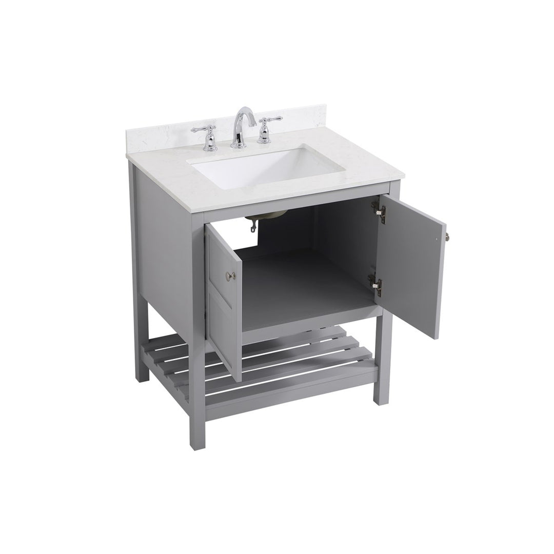 30 Inch Single Bathroom Vanity In Gray - View 5 - Joshua Marshal