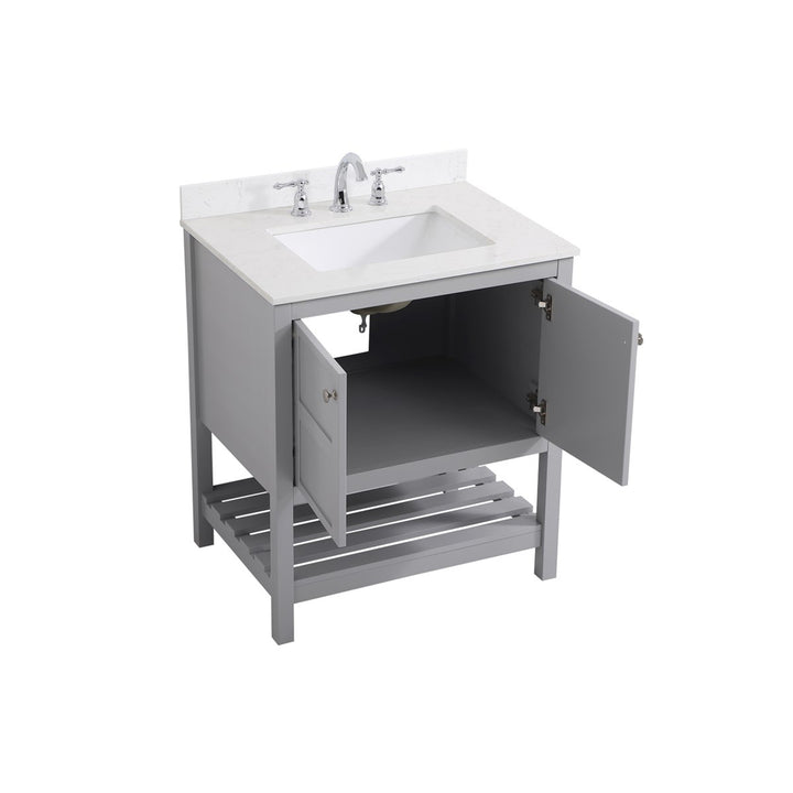 30 Inch Single Bathroom Vanity In Gray - View 5 - Joshua Marshal
