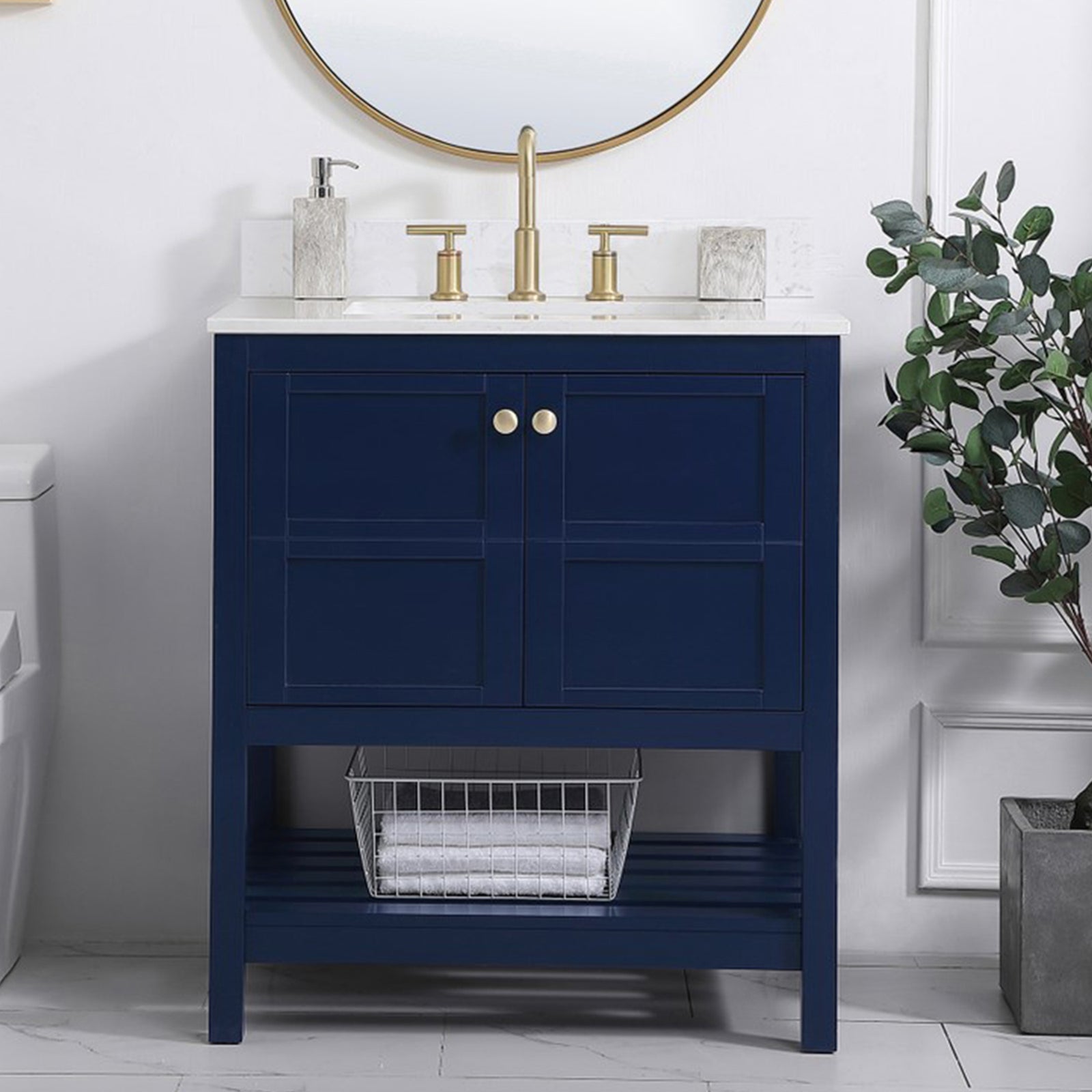 30 Inch Single Bathroom Vanity In Blue Blue Finish - KITCHEN & BATH by Joshua Marshal