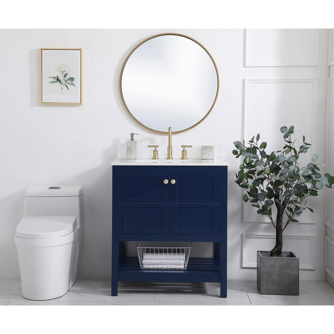 30 Inch Single Bathroom Vanity In Blue - View 2 - Joshua Marshal