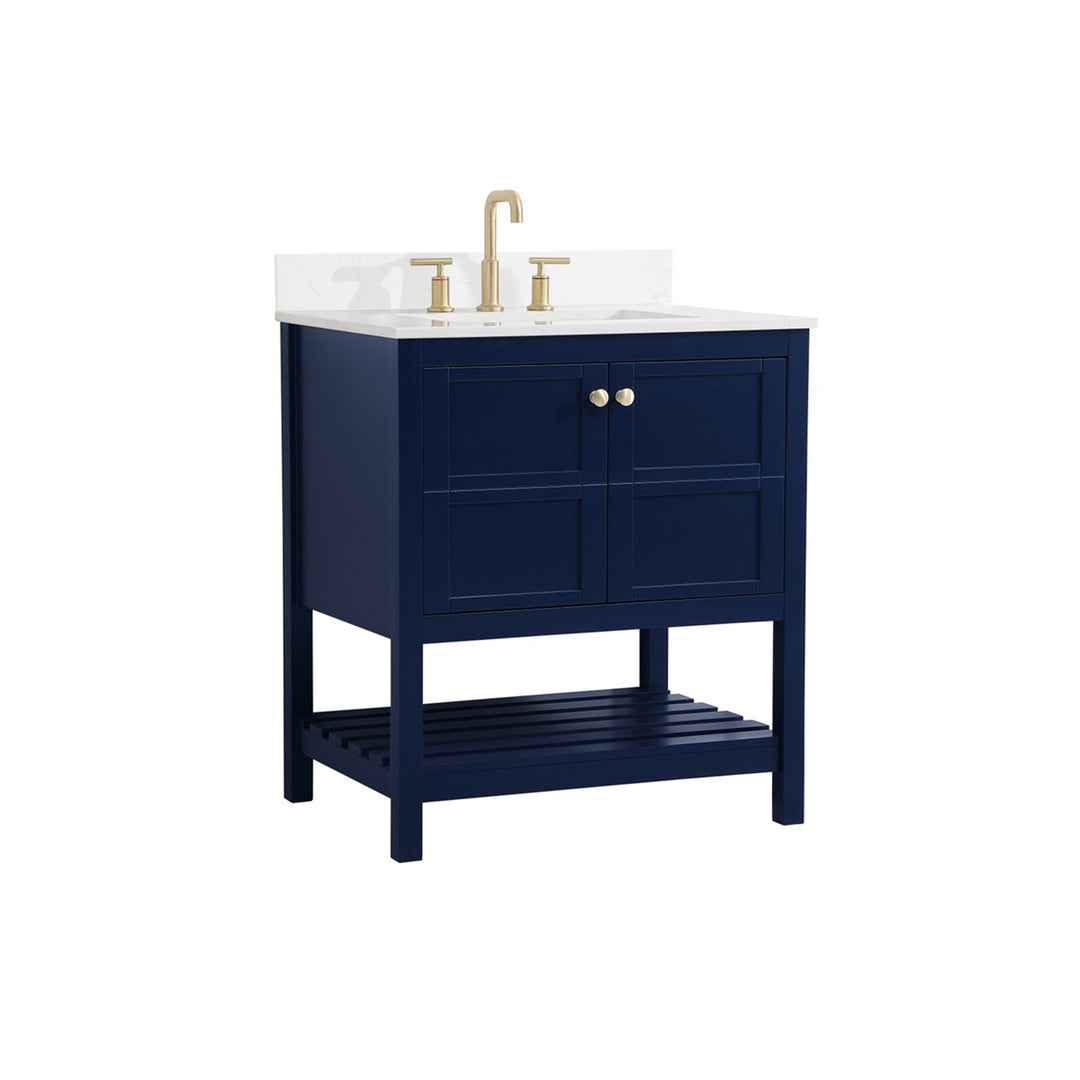 30 Inch Single Bathroom Vanity In Blue - View 3 - Joshua Marshal