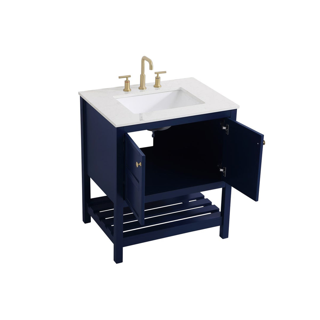 30 Inch Single Bathroom Vanity In Blue - View 5 - Joshua Marshal