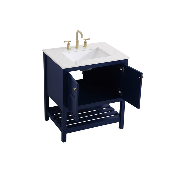 30 Inch Single Bathroom Vanity In Blue - View 5 - Joshua Marshal