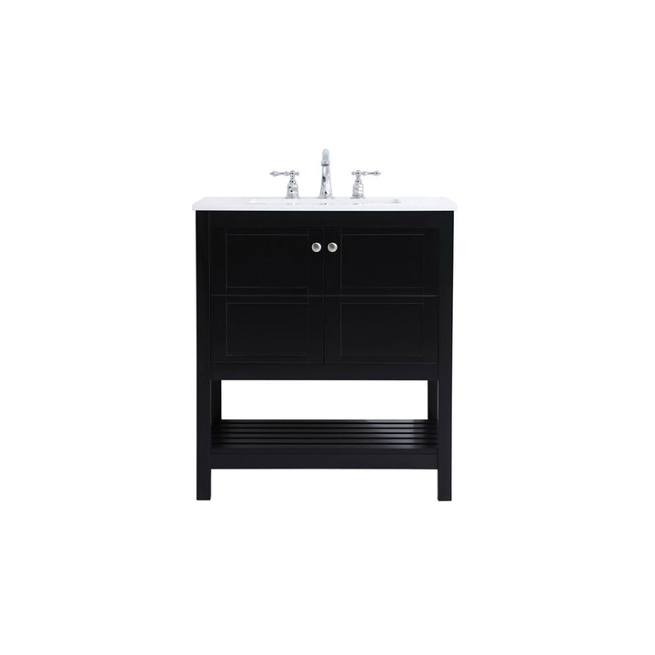 30 Inch Single Bathroom Vanity In Black - View 3 - Joshua Marshal
