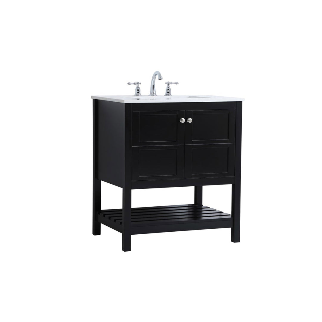 30 Inch Single Bathroom Vanity In Black - View 4 - Joshua Marshal