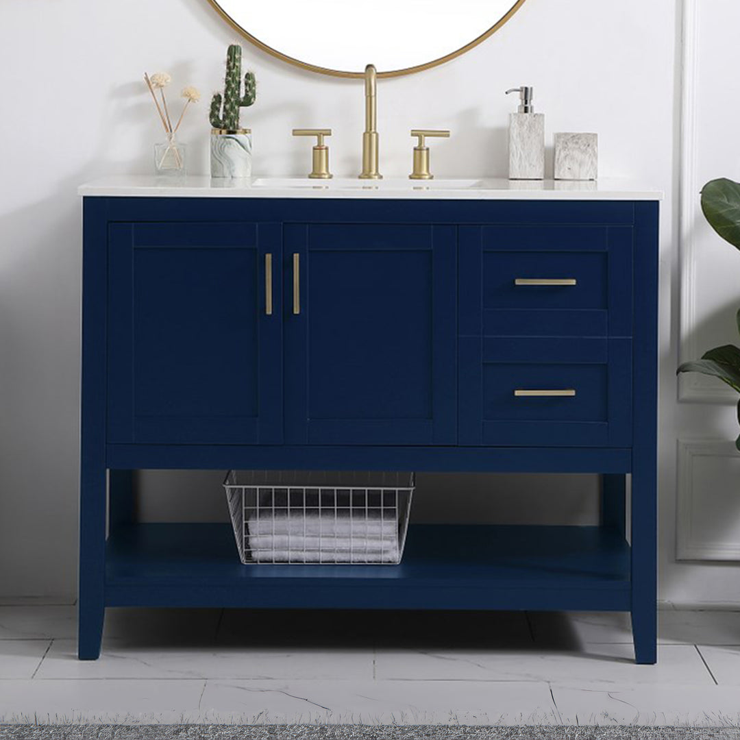 42 Inch Single Bathroom Vanity In Blue Blue Finish - KITCHEN & BATH by Joshua Marshal