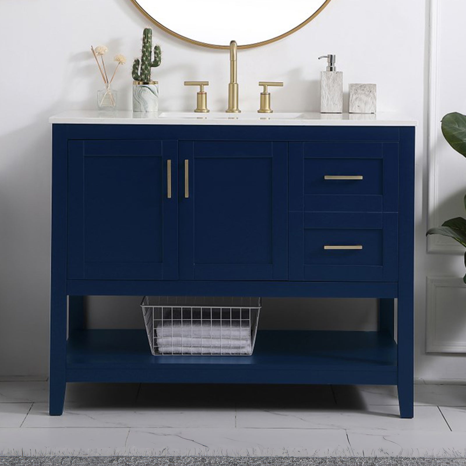 42 Inch Single Bathroom Vanity In Blue Blue Finish - KITCHEN & BATH by Joshua Marshal
