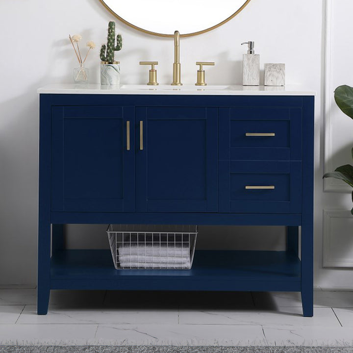 42 Inch Single Bathroom Vanity In Blue Blue Finish - KITCHEN & BATH by Joshua Marshal