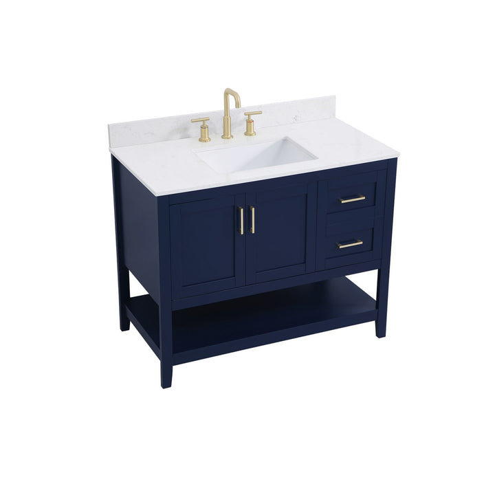 42 Inch Single Bathroom Vanity In Blue - View 4 - Joshua Marshal
