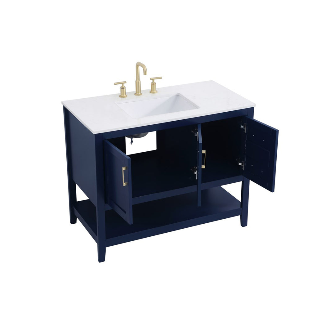 42 Inch Single Bathroom Vanity In Blue - View 5 - Joshua Marshal