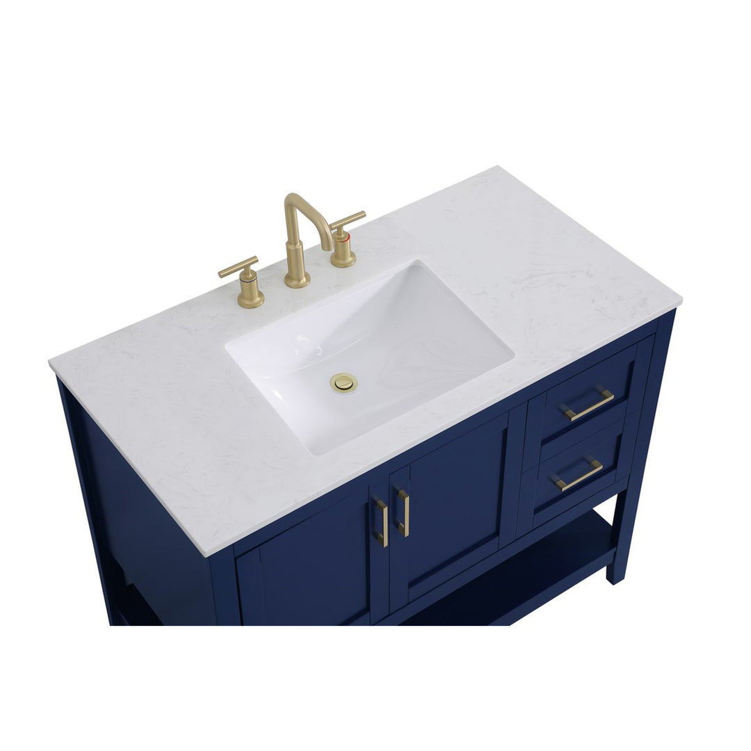 42 Inch Single Bathroom Vanity In Blue - View 6 - Joshua Marshal