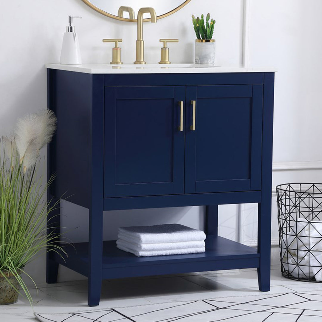 30 Inch Single Bathroom Vanity In Blue Blue Finish - KITCHEN & BATH by Joshua Marshal